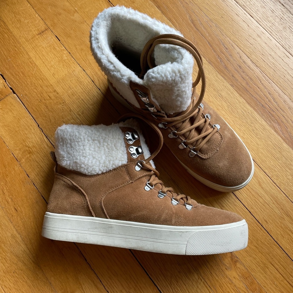 Marc Fisher Brown Suede Shearling Boots